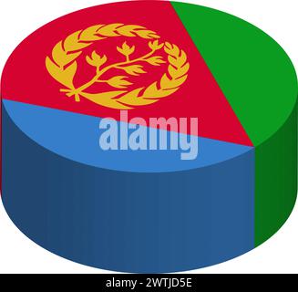 Eritrea flag - 3D isometric circle isolated on white background. Vector object. Stock Vector