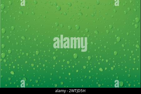 Water Drop on Green Background, Vector Illustration Stock Vector