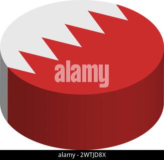 Bahrain flag - 3D isometric circle isolated on white background. Vector object. Stock Vector