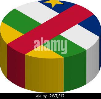 Central African Republic flag - isometric 3D cube isolated on white ...