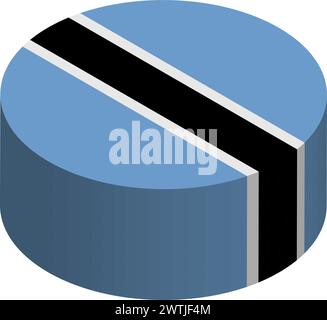 Botswana flag - 3D isometric circle isolated on white background. Vector object. Stock Vector