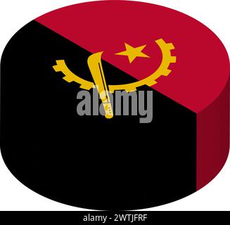 Angola flag - 3D isometric circle isolated on white background. Vector object. Stock Vector