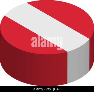 Austria flag - 3D isometric circle isolated on white background. Vector object. Stock Vector