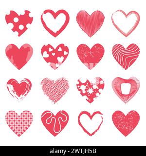 Abstract Doodle Hearts Set, Vector Illustration Stock Vector