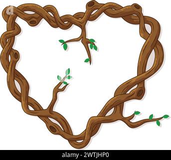 Love Frame Made From Tree Branches, Vector Illustration Stock Vector