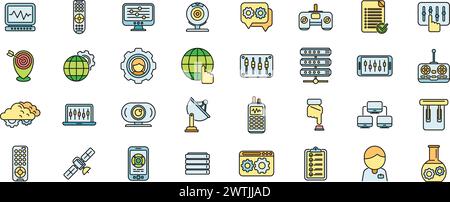 Control icon outline vector. Digital global. World center thin line color flat isolated Stock Vector