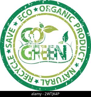 Go Green Rubber Stamp, Vector Illustration Stock Vector