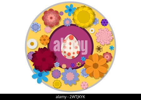 Illustration on theme celebration holiday Easter with hunt colorful bright eggs, banner consisting of hunt different Easter eggs, hunt beautiful Easte Stock Vector