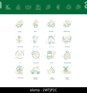 Sustainable Living Vector Icons Promoting Eco-Consciousness Stock Vector