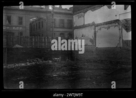 Building site at corner of Bond and Jetty Streets, Dunedin black-and-white negatives, Nitrate negatives Stock Photo