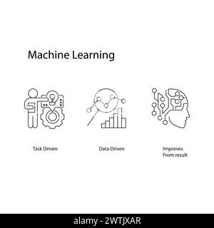 Enhancing Business with Machine Learning Artificial Intelligence Vector Icon Design Set Stock Vector