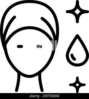 Skin care icon. Simple outline style. Face, beauty, woman, mask, clean, fresh, acne, cleansing concept Vector illustration isolated on white backgroun Stock Vector