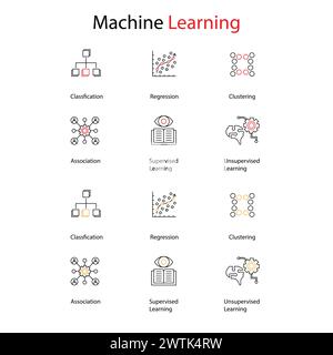 Machine Learning Icons Essential Tools for Data Science Vector Icon Design Set Stock Vector