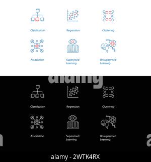 Data Science Icon Set Visualizing Machine Learning Concepts Vector Icon Design Set Stock Vector