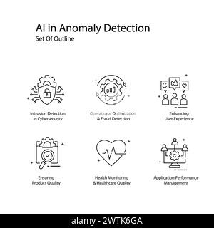 Anomaly Detection AI Vector Icons Enhancing Security Measures Stock Vector