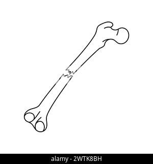 Closed bone fracture line icon. Vector isolated element. Editable stroke. Stock Vector