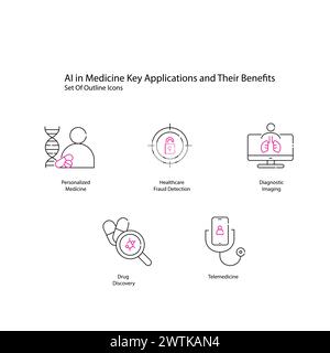 AI in Medicine Vector Icon Set Revolutionizing Healthcare Solutions Stock Vector