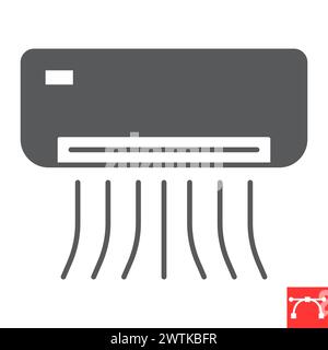Air conditioner glyph icon, home appliances and technology, climate control system vector icon, vector graphics, editable stroke solid sign, eps 10. Stock Vector