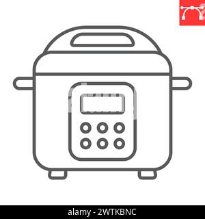 Multicooker line icon, home appliances and kitchen, pressure cooker vector icon, vector graphics, editable stroke outline sign, eps 10. Stock Vector