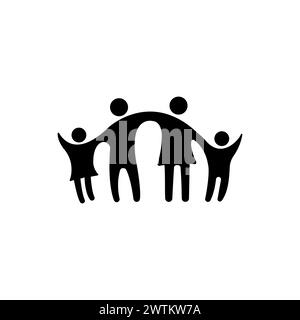 Happy family icon multicolored in simple figures. two children, dad and mom stand together. Vector can be used as logotype Stock Vector