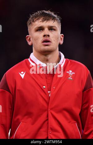 Alex Mann of Wales during the 2024 Guinness 6 Nations match England vs ...
