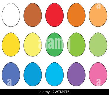 Easter egg colors - set of Easter colored eggs, vector illustration isolated on white Stock Vector