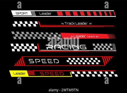 A set of colored stickers, patches or banners for tuning, clothing, prints and thematic design Stock Vector