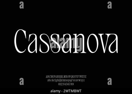 Elegant attractive serif alphabet display font vector with ligature style. Modern luxury typeface Stock Vector