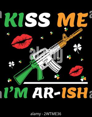 Kiss me I'm ar-ish t shirt design. st. Patrick's day t shirt design. Stock Vector
