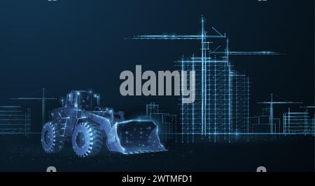 Construction site. Digital architecture, building design, urban development Stock Vector