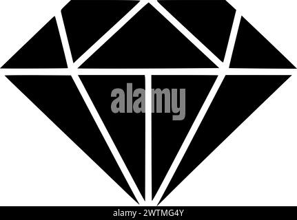 Diamond - black and white isolated icon - vector illustration Stock Vector