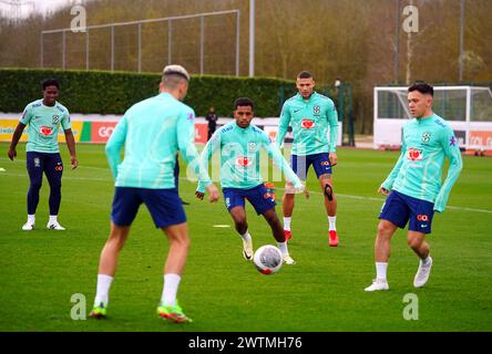 Brazil's Richarlison during a training session at the Sobha Realty Training Centre, London. Picture date: Monday March 18, 2024. Stock Photo