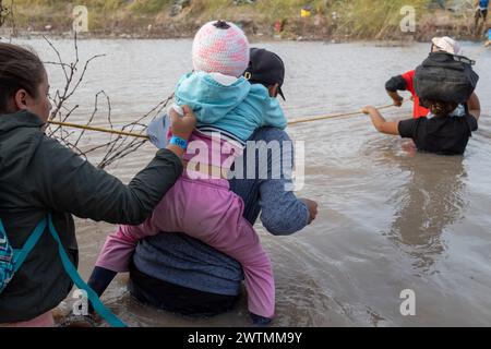 Ciudad Juarez, Chihuahua, Mexico. 13th Mar, 2024. A man carries his ...