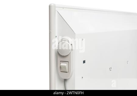 Smart heater convector close-up. Electric panel heating concept. Radiator. Home electric heater battery isolated on white Stock Photo