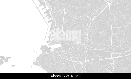 Background Marseille map, France, white and light grey city poster. Vector map with roads and water. Widescreen proportion, digital flat design roadma Stock Vector