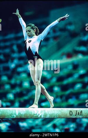 Tatiana Lysenko (EUN) competing in the women's artistic team all-around gymnastics at the 1992 Olympic Summer Games. Stock Photo