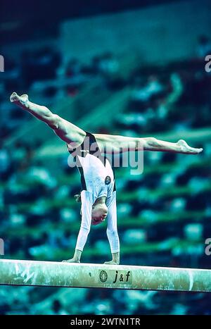 Tatiana Lysenko (EUN) competing in the women's artistic team all-around gymnastics at the 1992 Olympic Summer Games. Stock Photo