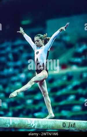 Tatiana Lysenko (EUN) competing in the women's artistic team all-around gymnastics at the 1992 Olympic Summer Games. Stock Photo