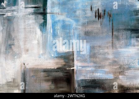 Texture concrete wall with a painted layer of plaster and paint, blue, gray, black architecture abstract background. Stock Photo