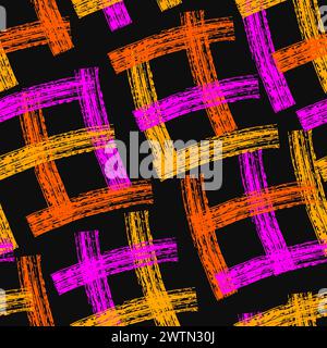 Brush stripes lines seamless pattern. crayon ornament. Scribble brush strokes vector background. Hand drawn marker, curved lines. Colored pencil sketc Stock Vector