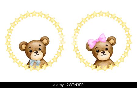 baby shower card with teddy bear toy, vector illustration Stock Photo ...