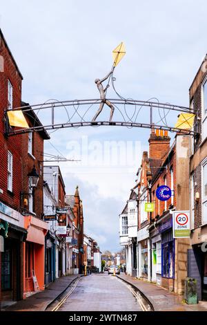 Kite Flyer in Parchment Street. Winchester, Hampshire, England, United Kingdom, Europe Stock Photo