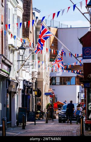 High St adorned for the coronation of Charles III. Cowes, Isle of Wight, England, United Kingdom, Europe Stock Photo