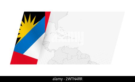 Antigua and Barbuda map in modern style with flag of Antigua and Barbuda on left side. Vector illustration of a map. Stock Vector