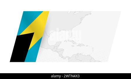 The Bahamas map in modern style with flag of The Bahamas on left side. Vector illustration of a map. Stock Vector