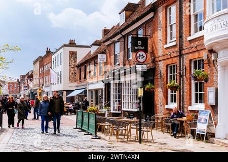 North Street on a sunny morning. Chichester, West Sussex, South East, England, United Kingdom, Europe Stock Photo