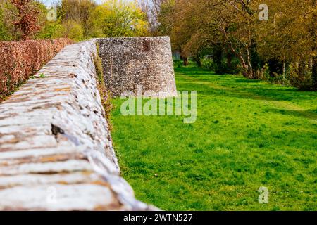 Remains of the medieval walls in the bishop's palace gardens. Chichester, West Sussex, South East, England, United Kingdom, Europe Stock Photo