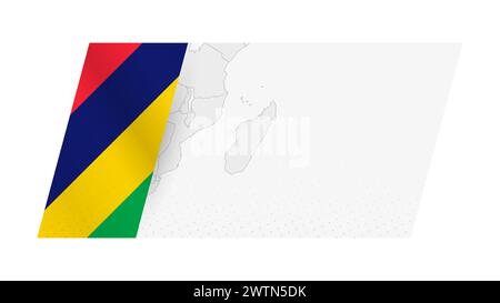 Mauritius map in modern style with flag of Mauritius on left side. Vector illustration of a map. Stock Vector