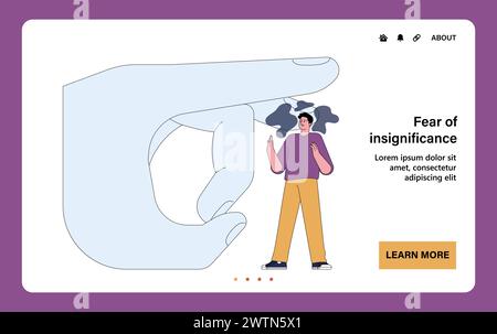 Fear of Insignificance. A person stands small before a giant hand ...