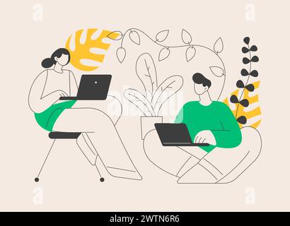 Biophilic design in workspace abstract concept vector illustration. Stock Vector